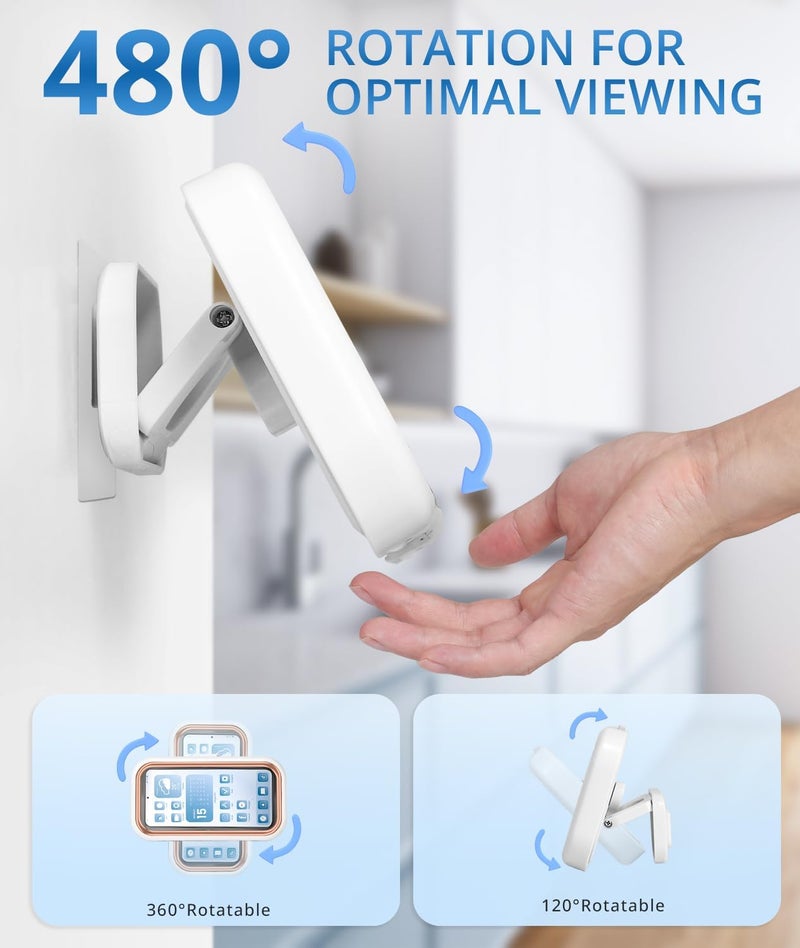Roamall Shower Phone Holder Waterproof - Shower Phone Mount 480° Rotation Bathroom Cellphone Holder for Wall Bathroom Batheub Kitchen Mirror for 4-7" Cellphone - Image 4